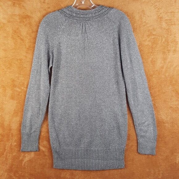 BUFFALO Womens Sweater Large Gray Pullover Tunic Silver Knit VNeck Raglan Sleeve - Picture 6 of 7